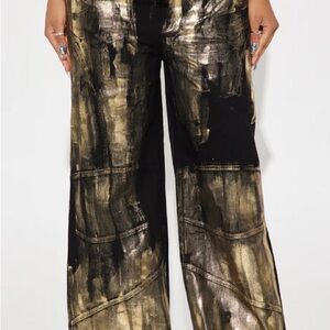 Abstract Black and Gold Women's Pants